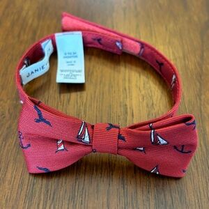 Janie and Jack red nautical boats and anchors print baby bow tie size 0-24M